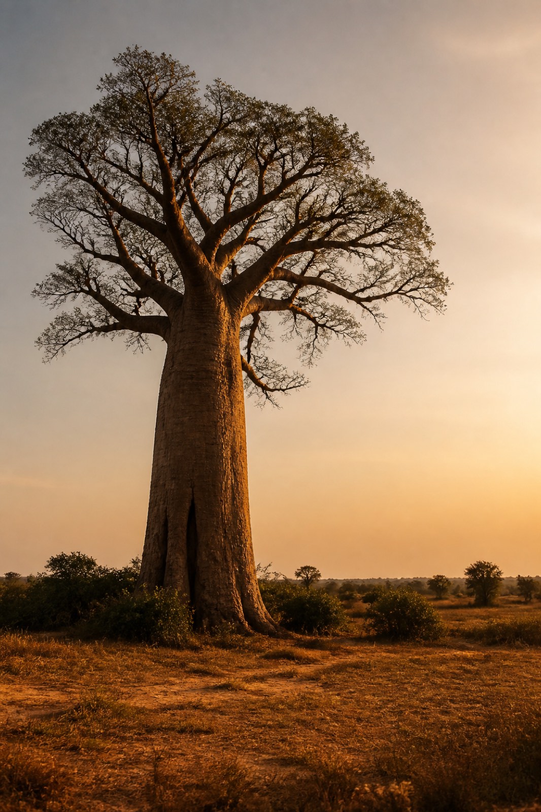 Baobab sénégalais au soleil couchant