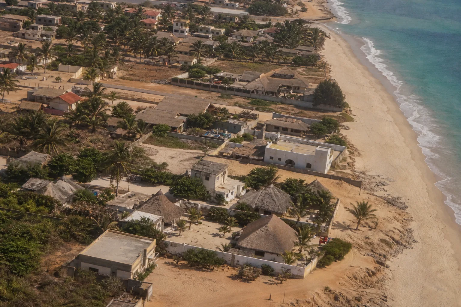 Maisons en paillote à Pointe Sarène